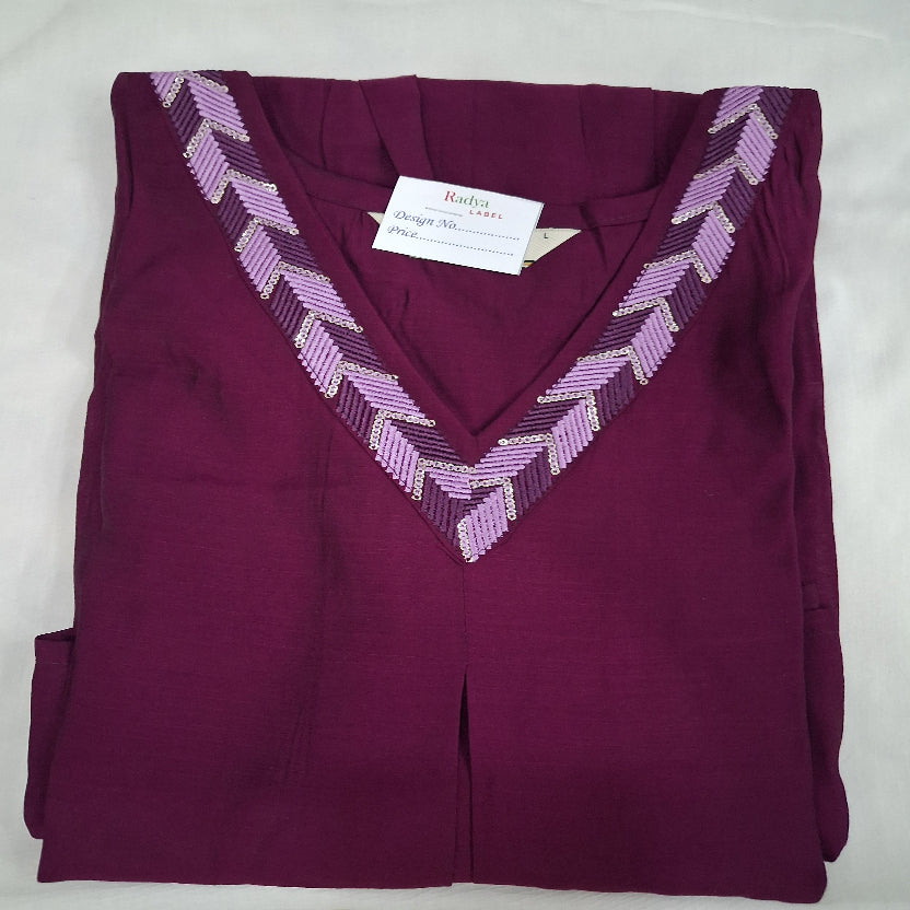 3PC - V Neck - Magenta1