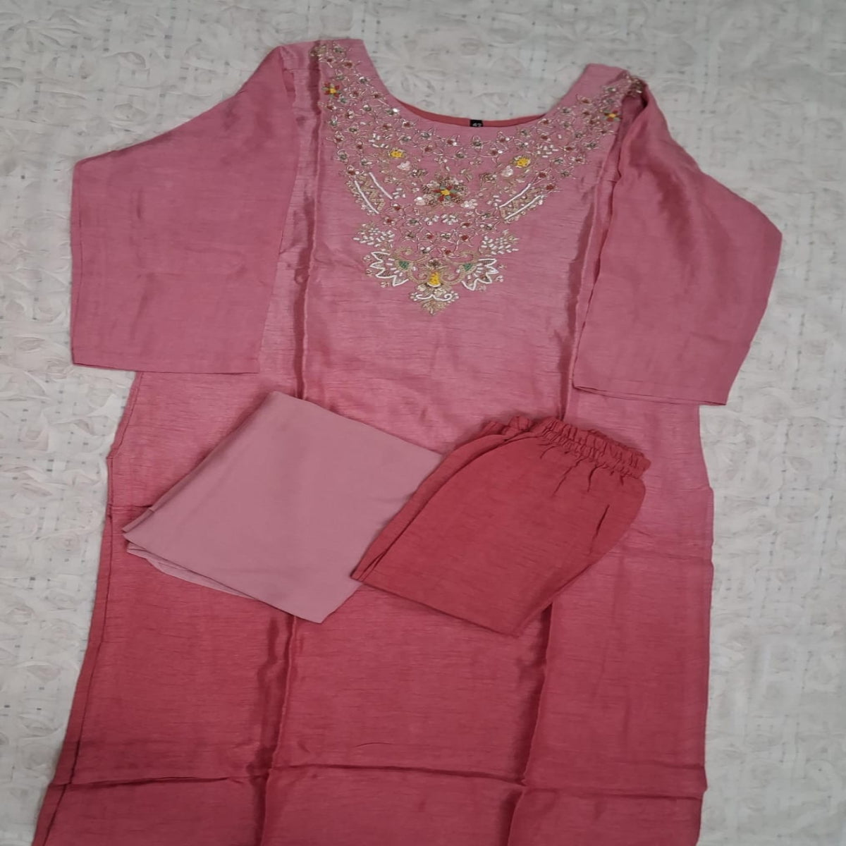 Pure Dual Shaded Rose Pink Dola 3 Piece Set