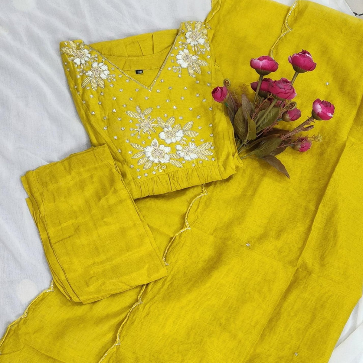 3 PC Set - VNeck - LEMON YELLOW