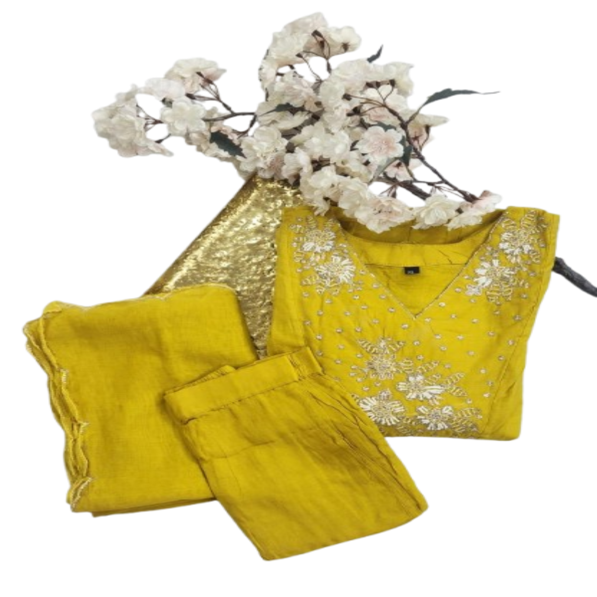 3 PC Set - VNeck - LEMON YELLOW