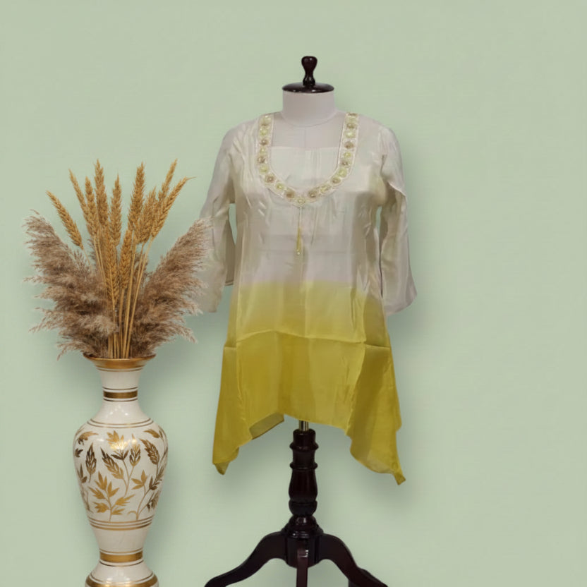 2PC-Dual shaded-Cream & yellow