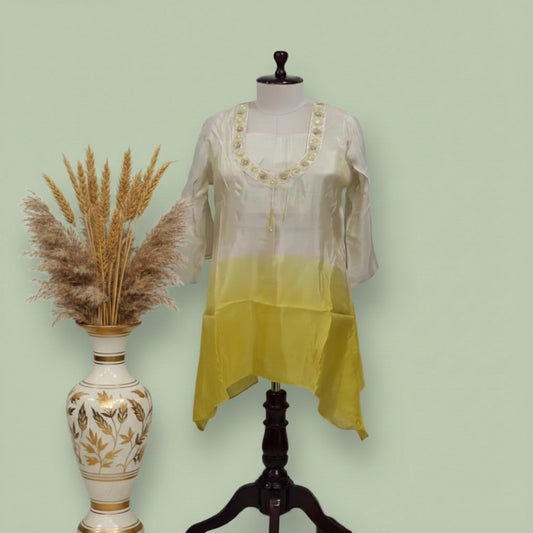 2PC-Dual shaded-Cream & yellow