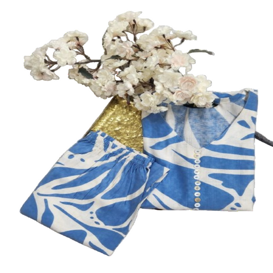 2PC V-Neck Blue & White