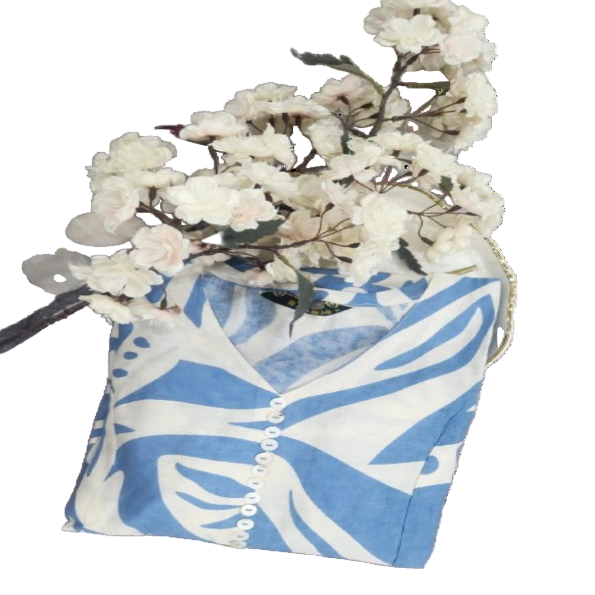 2PC V-Neck Blue & White