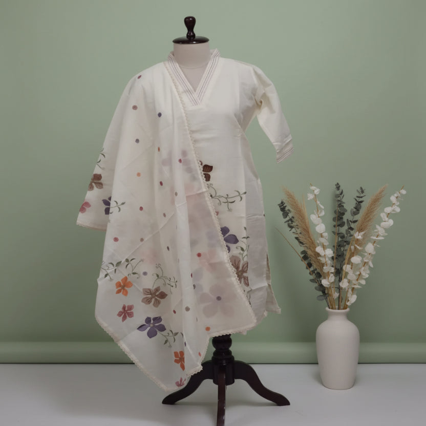 3PC-Collar Neck-White