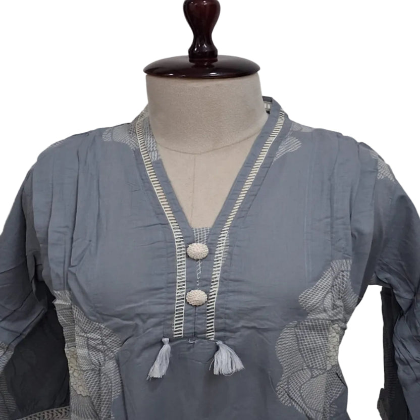 3PC-Collar V Neck-Grey
