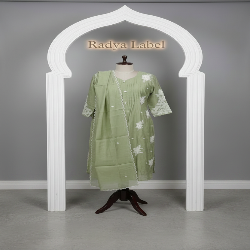 3PC-Curved Neck-Pastel Green
