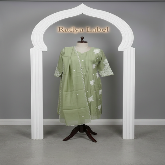 3PC-Curved Neck-Pastel Green