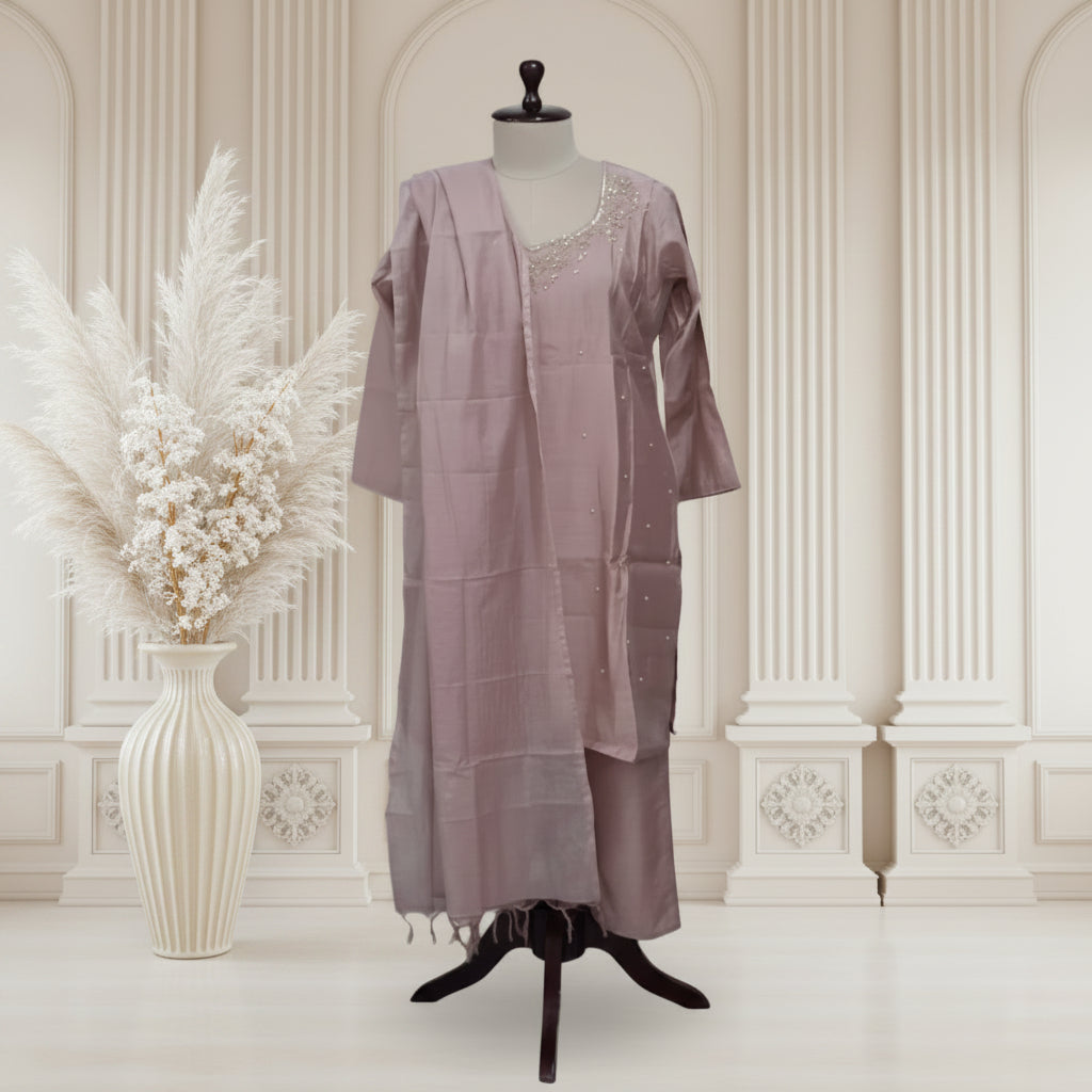 3PC-Curved Neck-Pastel Pink