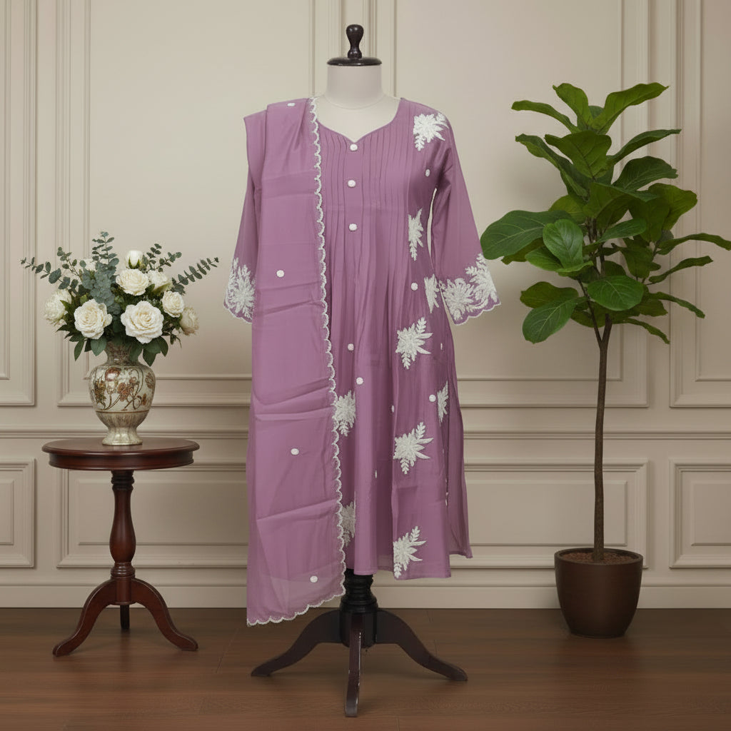 3PC-Curved Neck-Pastel Purple
