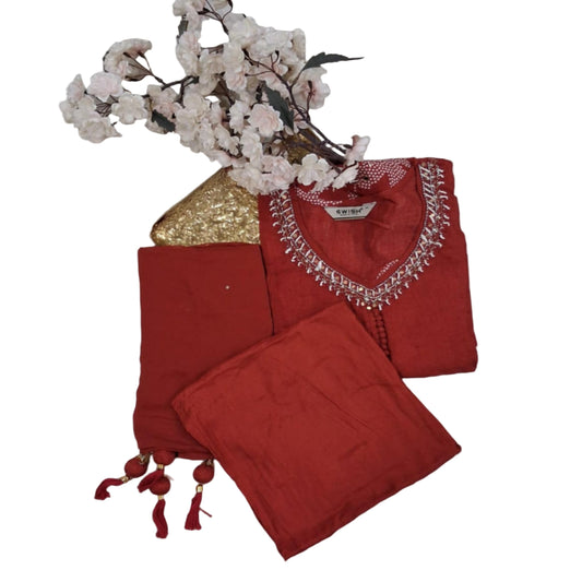 3PC - Curved V-Neck Dark Orange