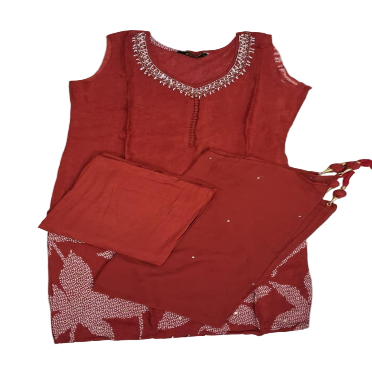 3PC - Curved V-Neck Dark Orange