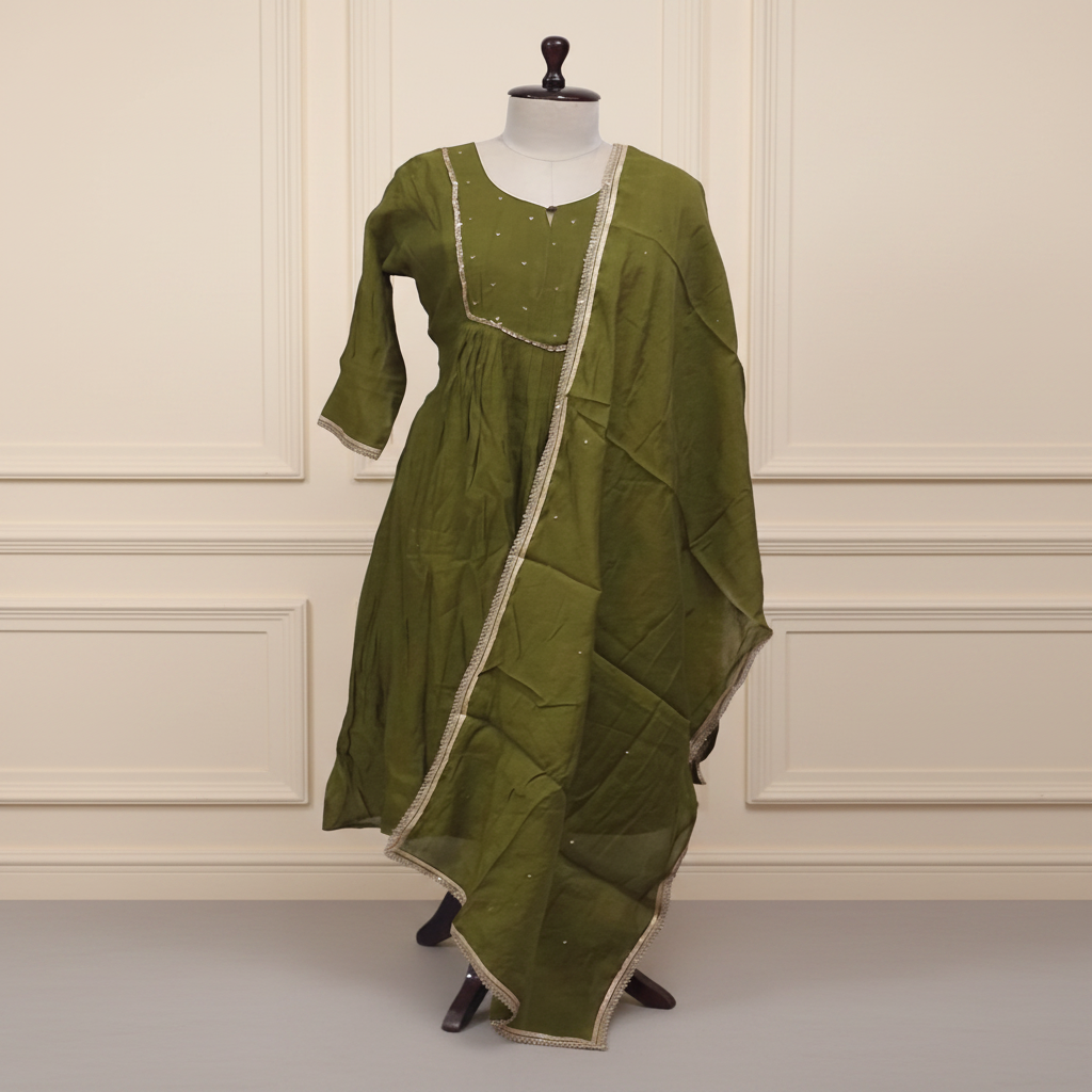 3PC - Round Neck - Olive Green1