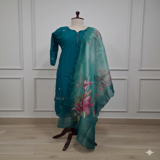 3PC - Round Neck - Peacock Green