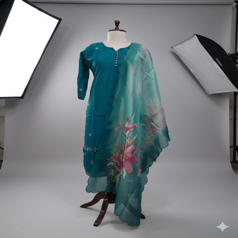 3PC - Round Neck - Peacock Green1