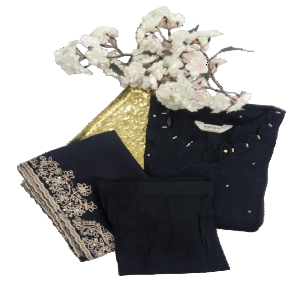 3PC - Scallop Neck - Black