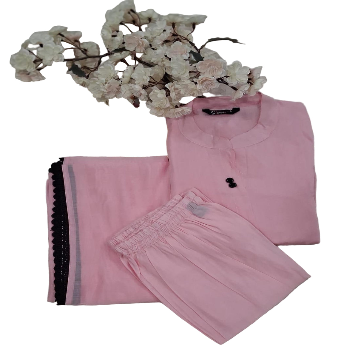 3 PC - Chinese(Mandarin) Collar - Pastel Pink