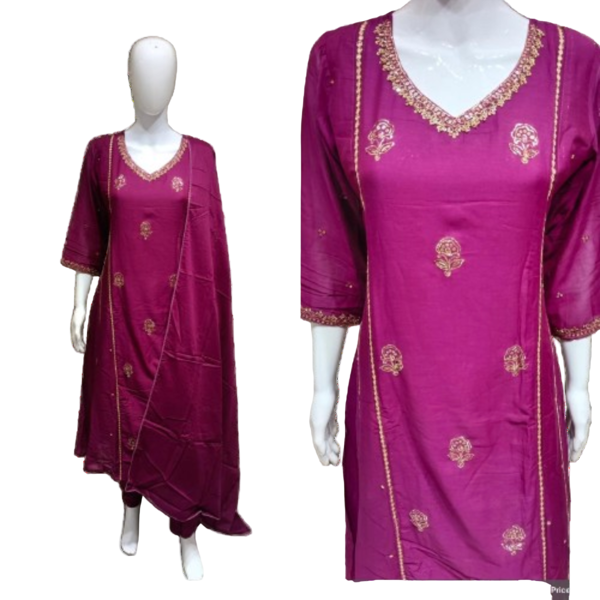 3 PC - V-Neck - Magenta