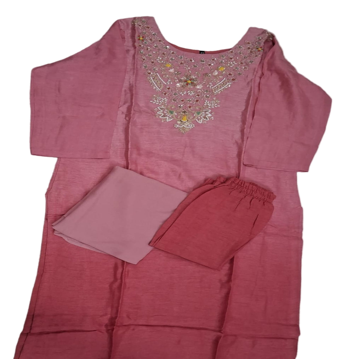 3 PC Round Neck Dual Shaded Pink