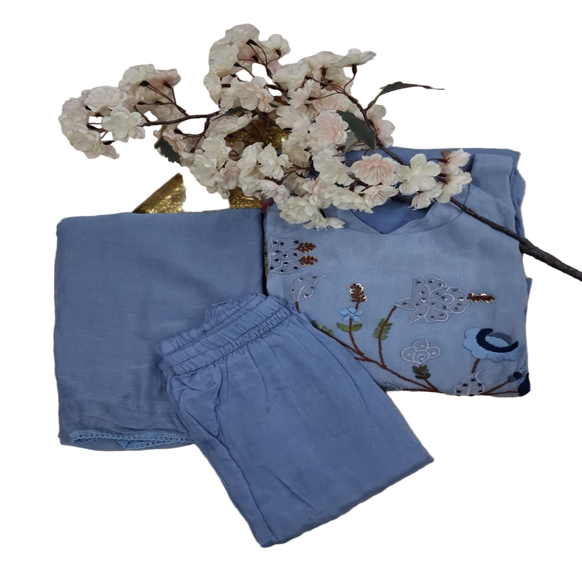 3 PC Round Neck Powder Blue