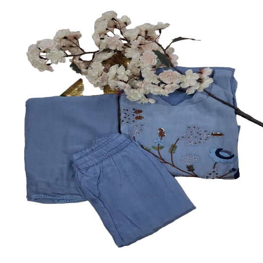 3 PC Round Neck Powder Blue