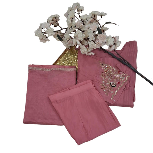 3 PC Round Neck Rose Pink