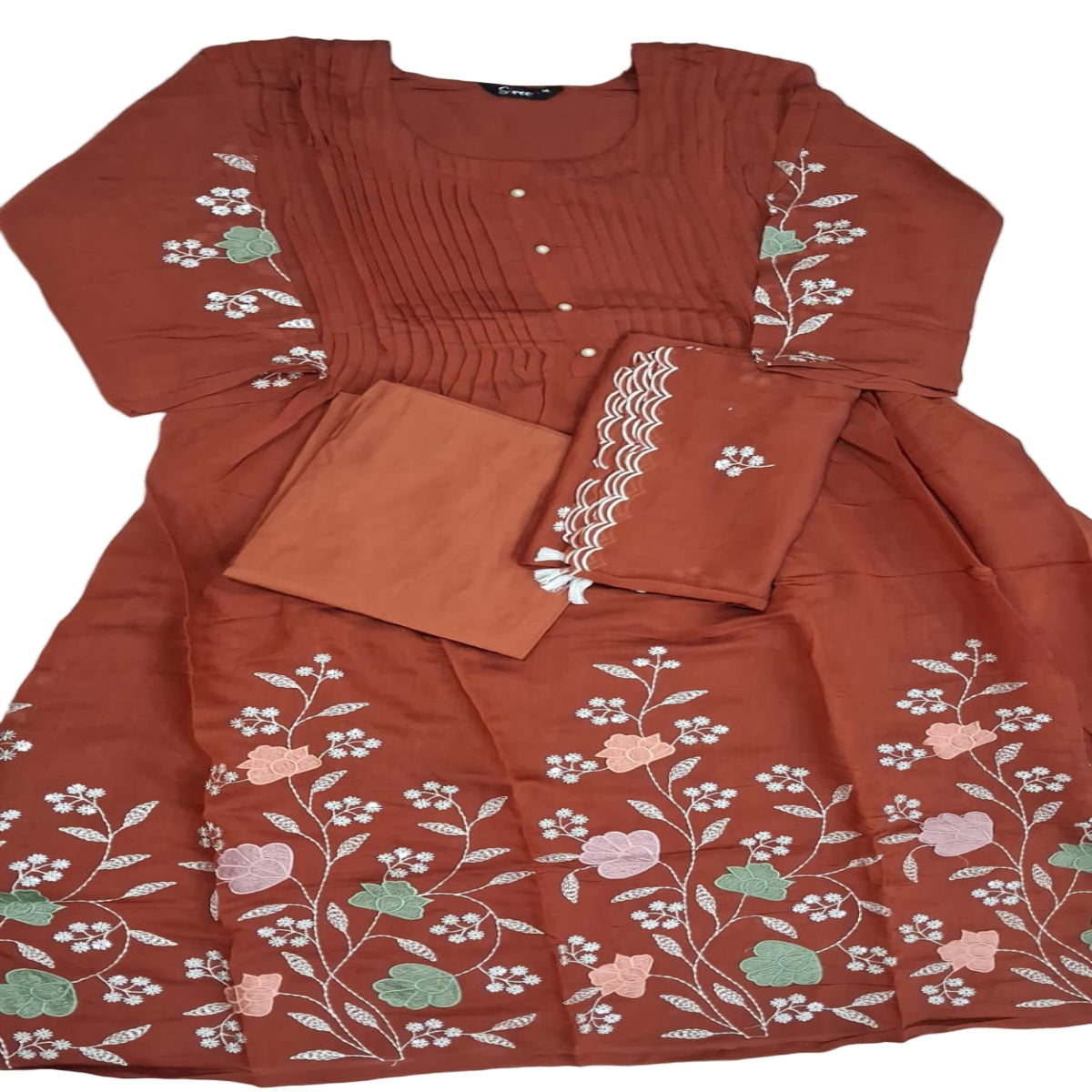 3 PC Round Neck Rust Brown