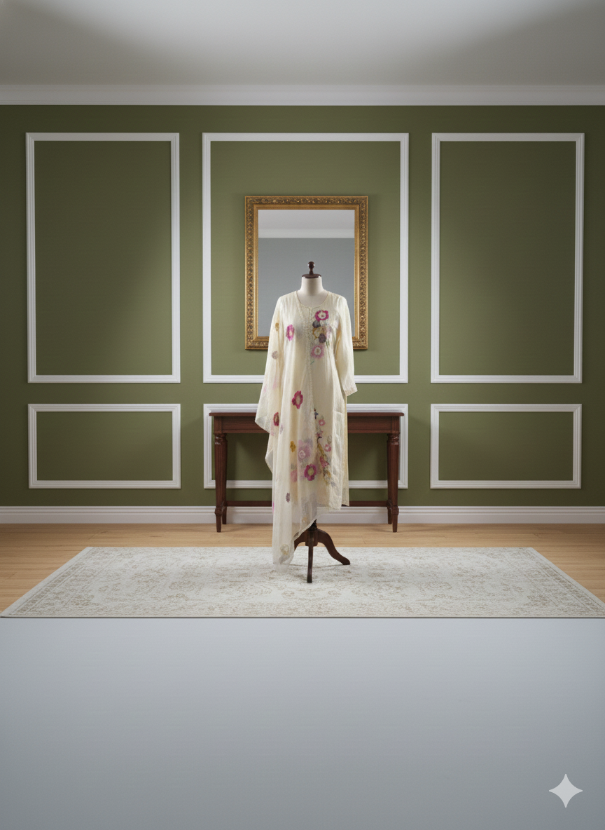 3PC  Round Neck Beige