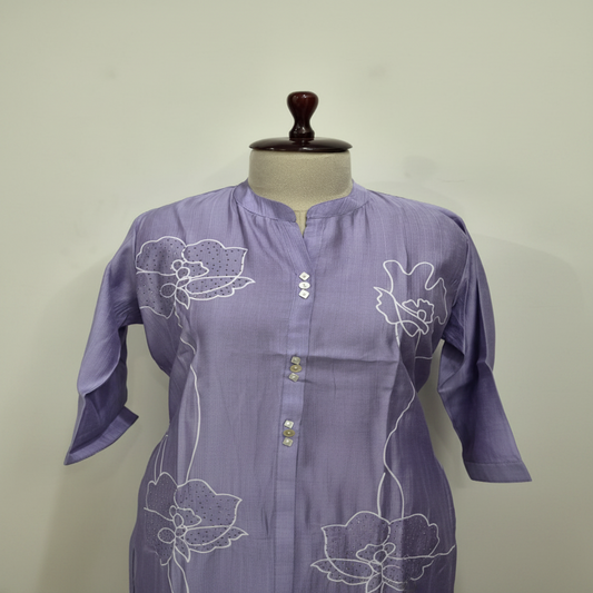 Lavender 2PC Ethnic Co-ord Set for Women2