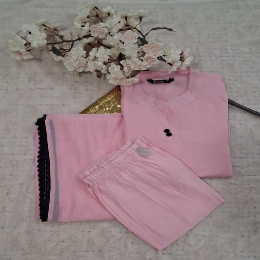 Pastel Pink cotton 3 piece set