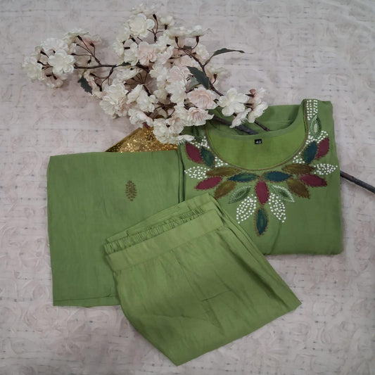 Pista Green cotton 3 Piece Set