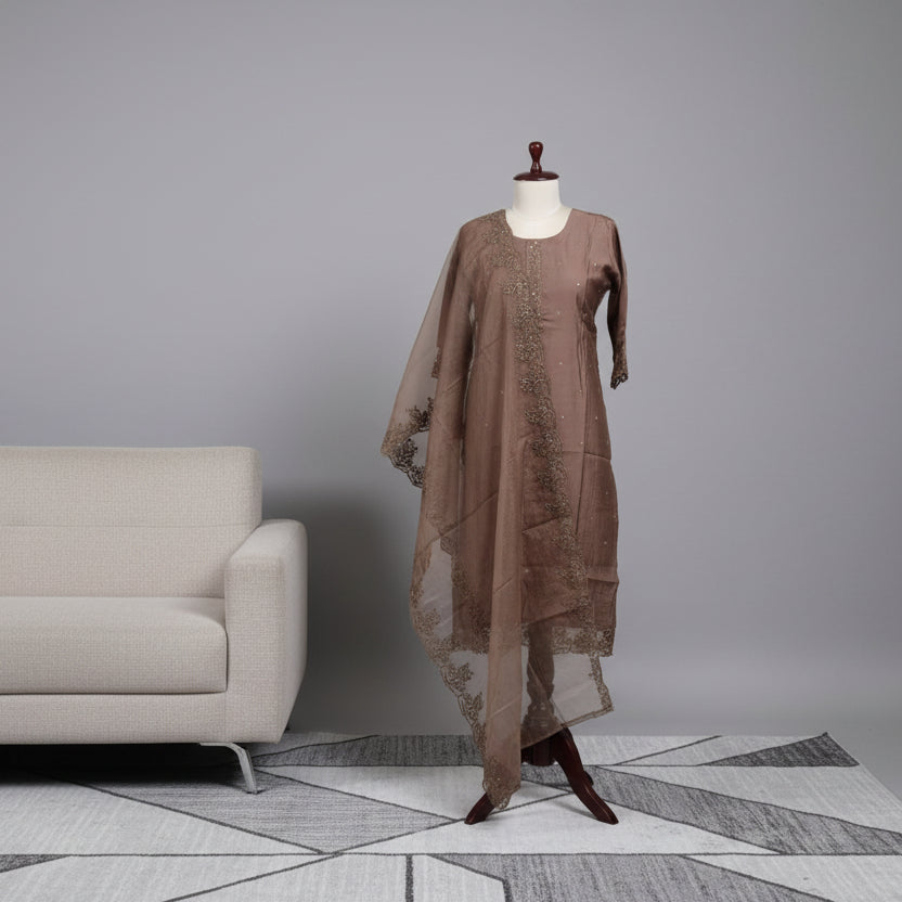 RL03WS-02 3PC - ROUND NECK BROWN