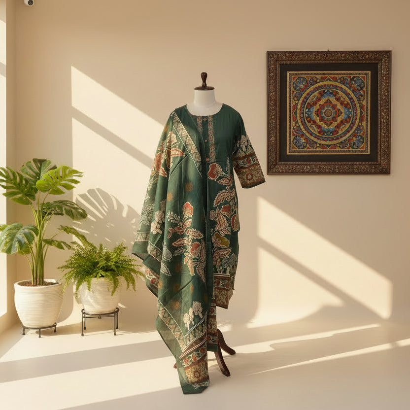 RL03WS11 3PC U-NECK DARK GREEN