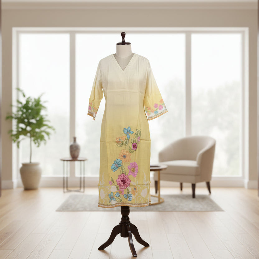 RL03WS12 3PC V-NECK DUAL SHADED YELLOW