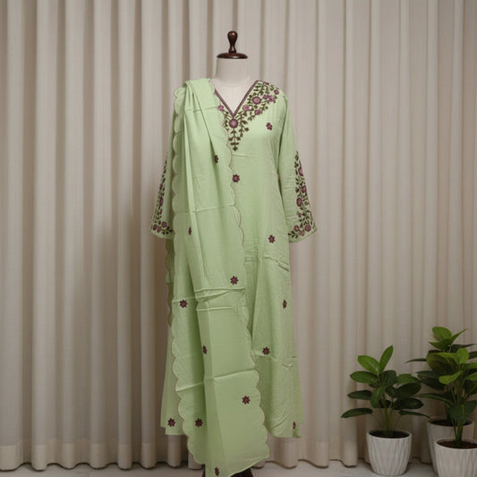 RL04CR03 3PC V-NECK PARROT GREEN