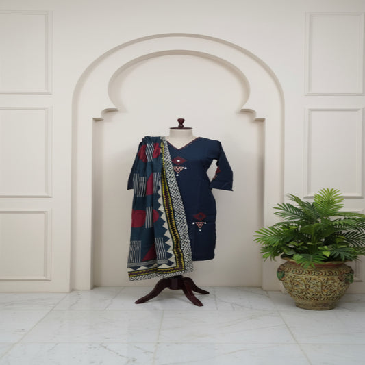 RL04TS02 3PC V-NECK NAVY BLUE