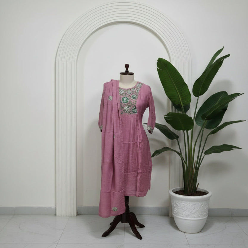 RL04TS03 3PC ROUND-NECK PINK