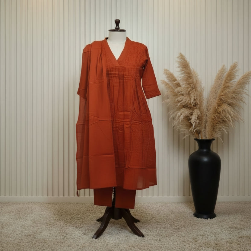 RL04WS04 3PC COLLAR NECK RUST ORANGE