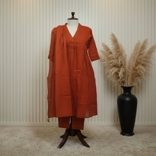 RL04WS04 3PC COLLAR NECK RUST ORANGE