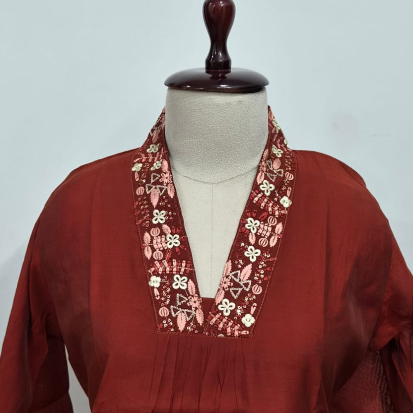RL04WS051PC COLLAR NECK RUST ORANGE1
