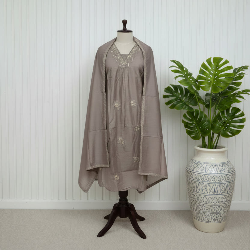 RL07CR08 3PC V-NECK  DARK-BEIGE1