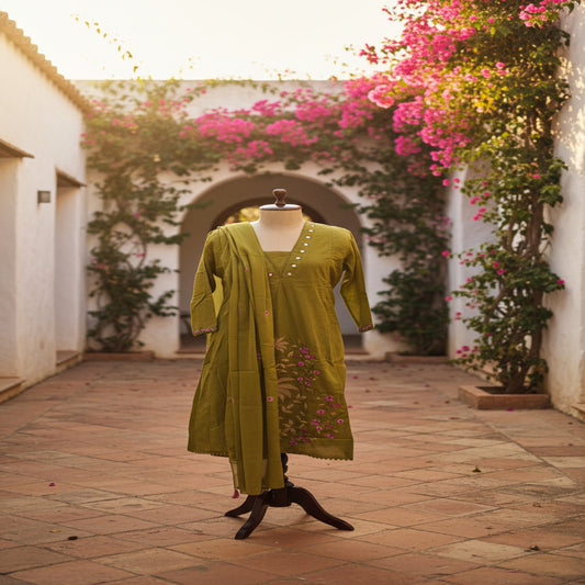 RL07CR13 3PC V-NECK OLIVE GREEN