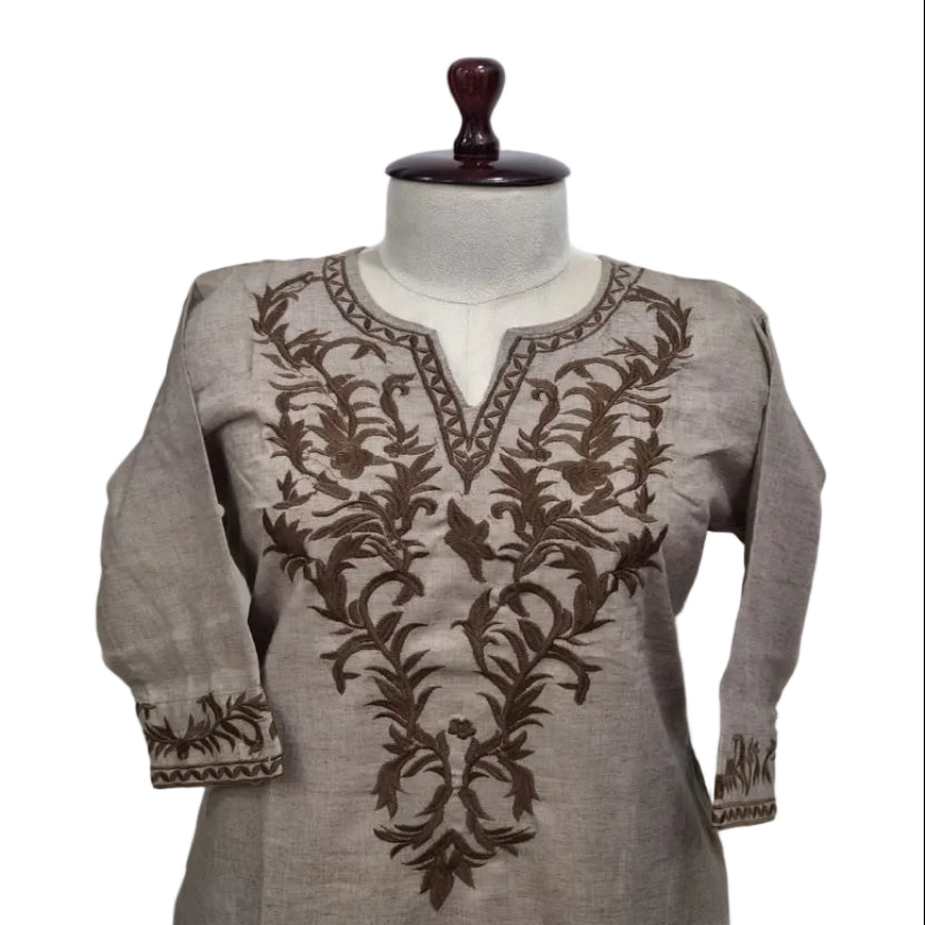 RL07WS07 2PC ROUND NECK DARK BEIGE1