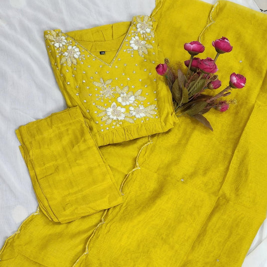 3 PC Set - VNeck - LEMON YELLOW