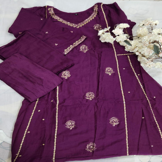 3 PC - CV-Neck - Purple