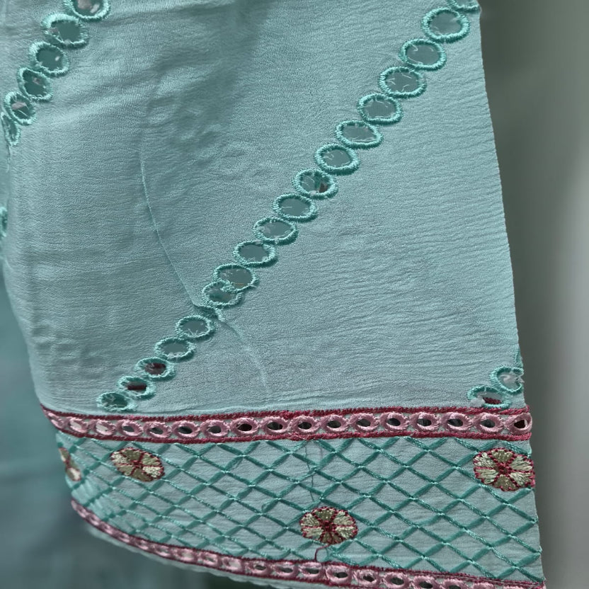 3PC Pastel Blue Straight Kurta Set for Women - RL04WS01