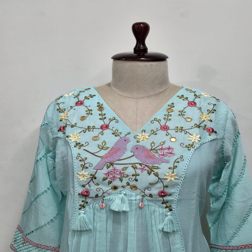 3PC Pastel Blue Straight Kurta Set for Women - RL04WS01