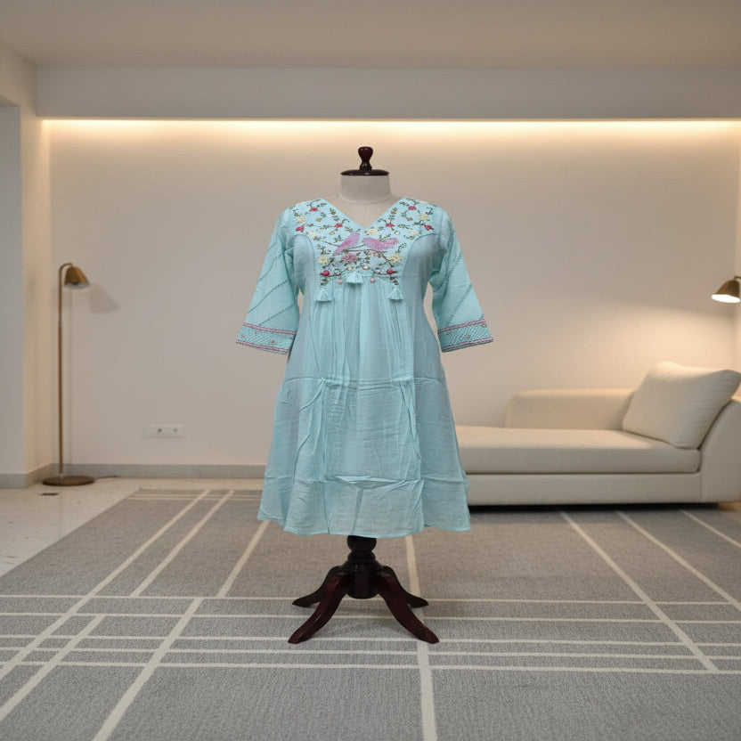 3PC Pastel Blue Straight Kurta Set for Women - RL04WS01