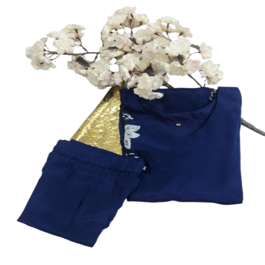 2 PC Set - Kurti Set - Navy Blue