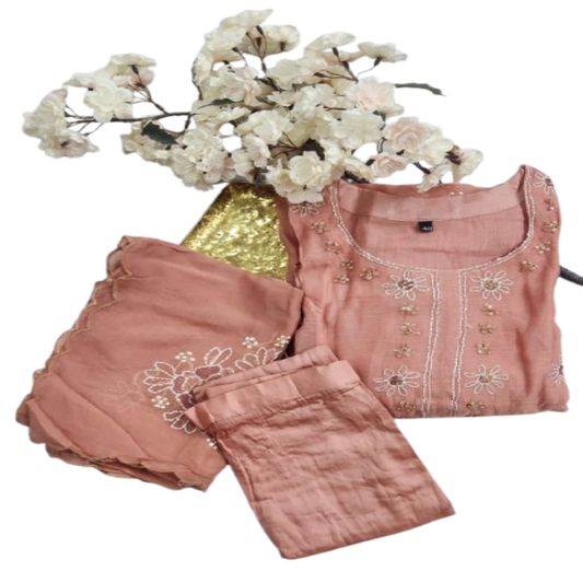 3 PC - U Neck - Peach
